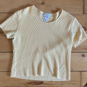 Talbots XL Vintage Yellow Top Made in Italy Stretch Knit